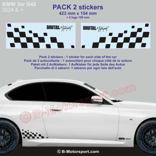 2 Serie BMW - 2 chequered flag sticker decal 42 cm
