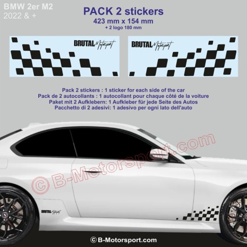 2 Serie BMW - 2 chequered flag sticker decal 42 cm