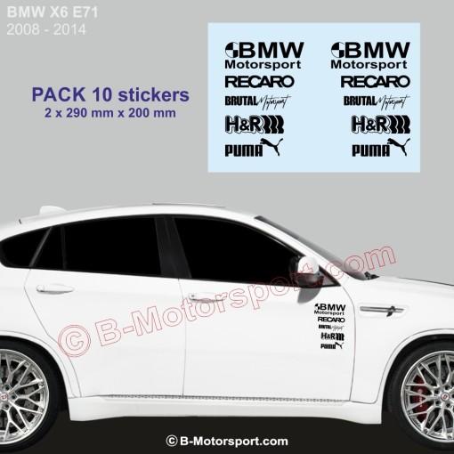 BMW X6 - Confezione da 10 adesivi con logo racing