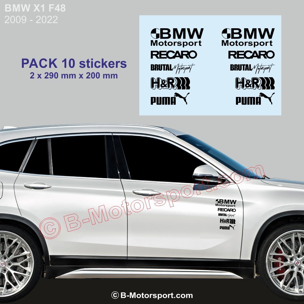 BMW X1 - Pack 10 stickers logo racing