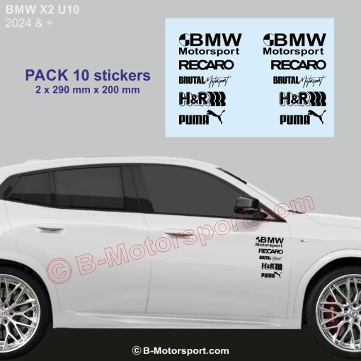 BMW X2 - Confezione da 10 adesivi con logo racing