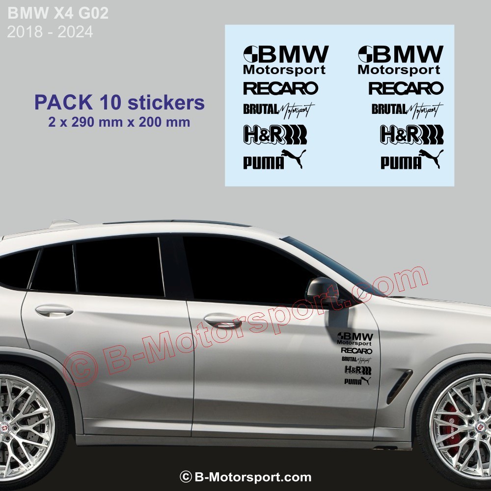 BMW X4 - Confezione da 10 adesivi con logo racing
