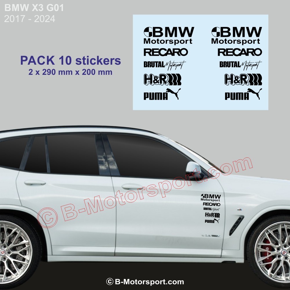 BMW X3 - Pack 10 stickers logo racing