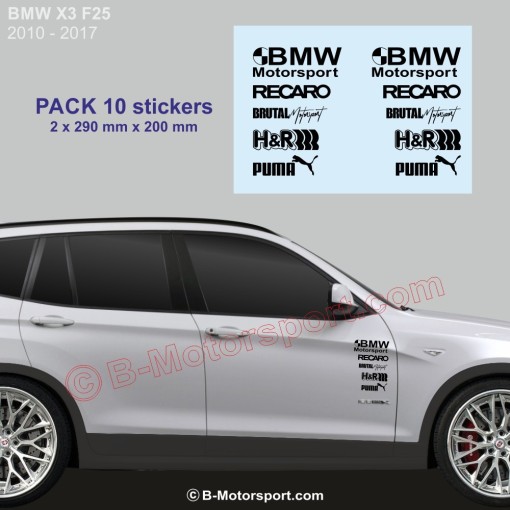 BMW X3 - Confezione da 10 adesivi con logo racing