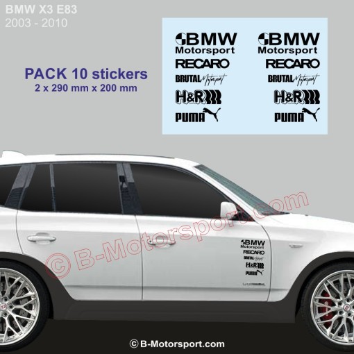 BMW X3 - Pack of 10 racing logo stickers
