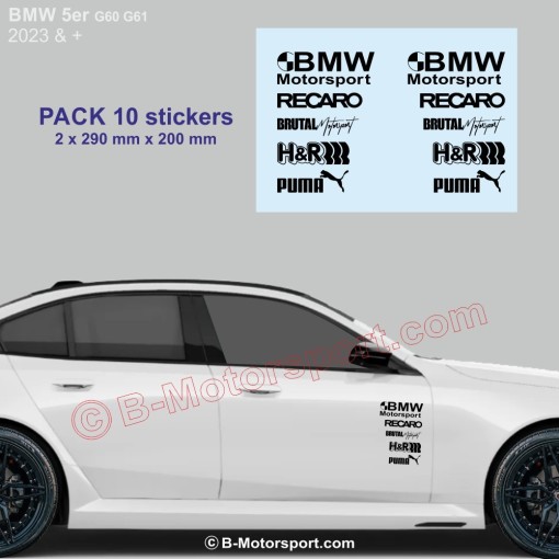 BMW Serie 5 - Confezione da 10 adesivi con logo racing