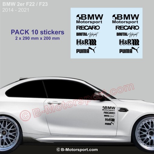 2er Serie BMW - Pack mit 10 Racing-Logo-Aufklebern