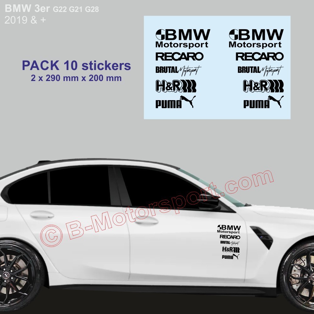 BMW Serie 3 - Confezione da 10 adesivi con logo racing