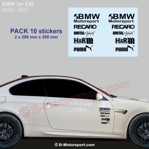 BMW Serie 3 - Confezione da 10 adesivi con logo racing