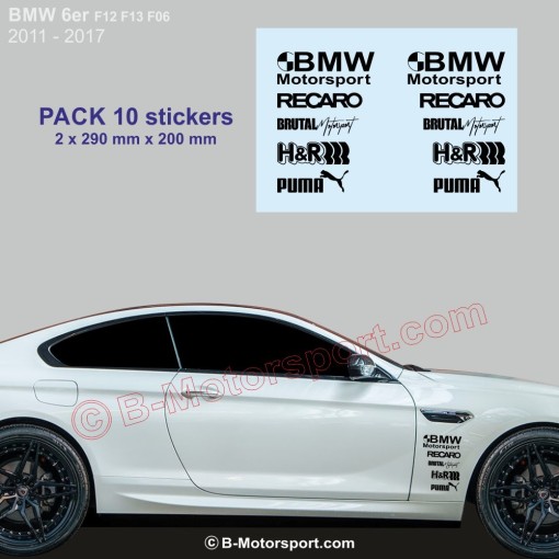 6er und 8er Serie BMW - Pack mit 10 Racing-Logo-Aufklebern