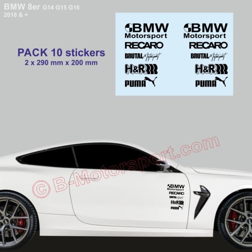 6er und 8er Serie BMW - Pack mit 10 Racing-Logo-Aufklebern