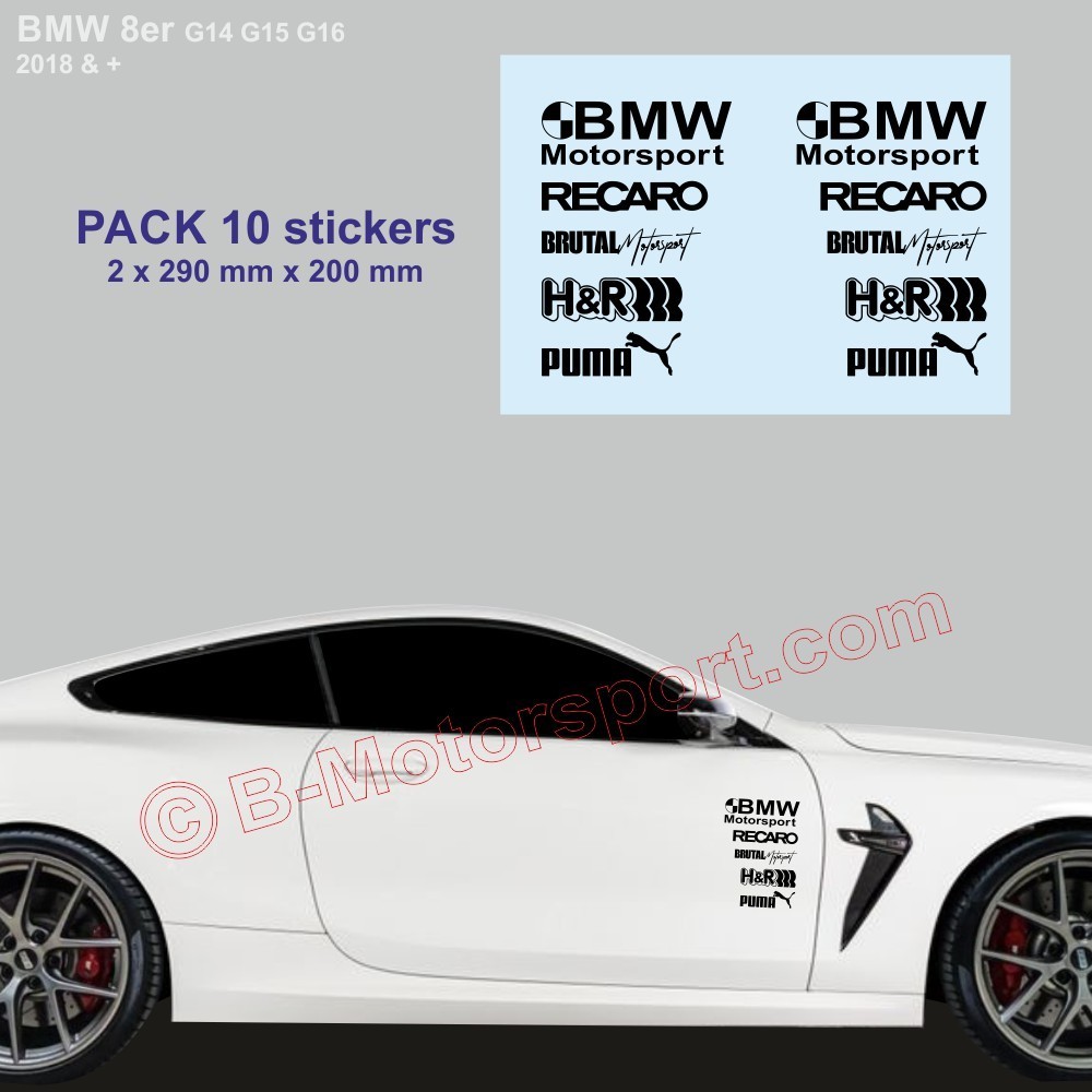 6er und 8er Serie BMW - Pack mit 10 Racing-Logo-Aufklebern