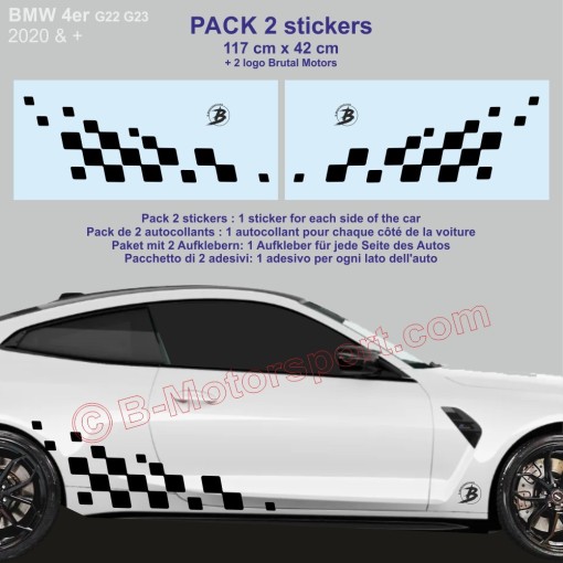 Bandiera a scacchi Racing 117 cm - 2 adesivi compatibili con tutte le BMW serie 4