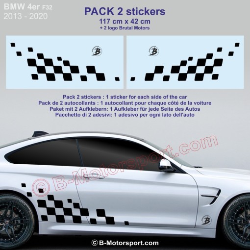 Bandiera a scacchi Racing 117 cm - 2 adesivi compatibili con tutte le BMW serie 4