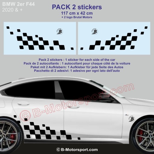 Chequered flag 117 cm - 2 Racing sticker decals compatible with all BMW Serie 2