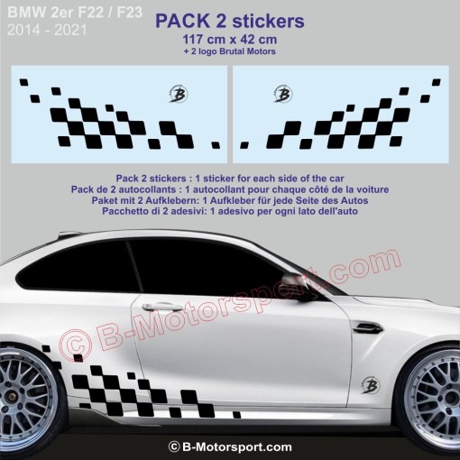 Bandiera a scacchi Racing 117 cm - 2 adesivi compatibili con tutte le BMW serie 2