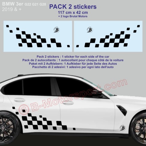 Bandiera a scacchi Racing 117 cm - 2 adesivi compatibili con tutte le BMW serie 3