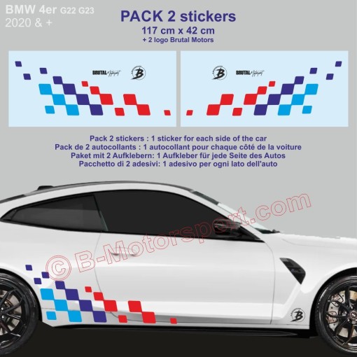 BMW Serie 4 - 120 cm chequered flag sticker decal with M-Power colors