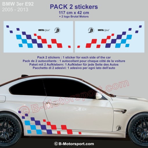 3er Serie BMW - 120 cm Rennflagge Aufkleber mit M-POWER farben