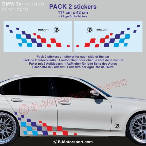 BMW Serie 3 - Adesivo 120 cm Bandiera a scacchi BMW con colori M-Power