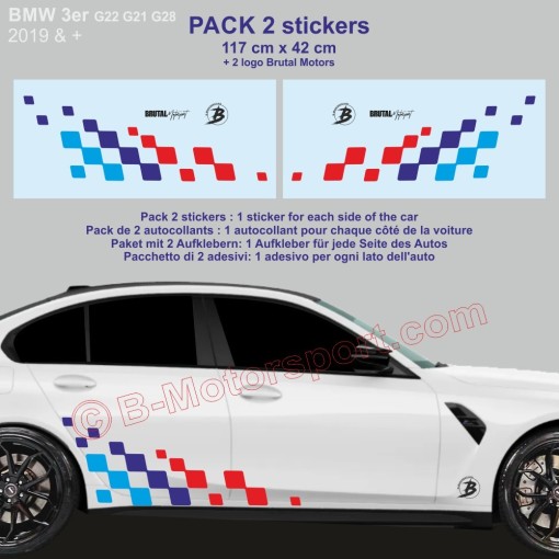 BMW Serie 3 - Adesivo 120 cm Bandiera a scacchi BMW con colori M-Power