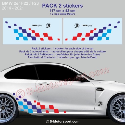 2er Serie BMW - 120 cm Rennflagge Aufkleber mit M-POWER farben