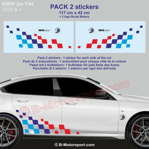 BMW Série 2 - 2 sticker damier 120 cm coloris M-Power
