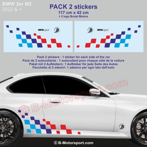 BMW Série 2 - 2 sticker damier 120 cm coloris M-Power