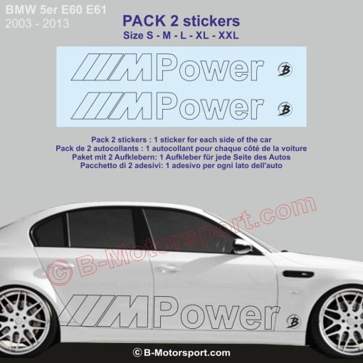M-POWER outline BMW Serie 5 - 2 adesivi laterale racing