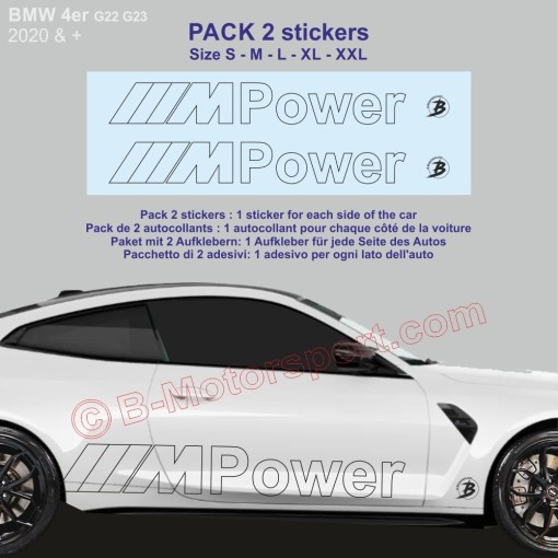 M-POWER outline BMW Serie 4 - 2 adesivi laterale racing