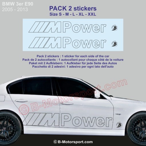 M-POWER outline BMW 3 Serie - Pack of 2 stickers for side skirt