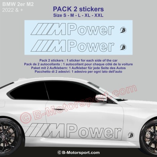 M-POWER outline BMW Serie 2 - 2 adesivi laterale racing
