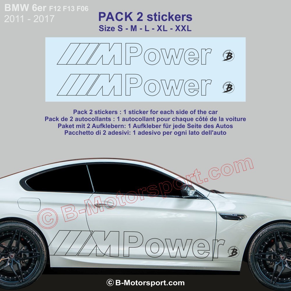 M-POWER outline 6er une 8er Serie BMW -  Seitenstreifen Pack mit 2 Aufkleber