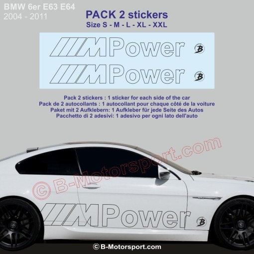 M-POWER outline BMW 6 and 8 Serie - Pack of 2 stickers for side skirt