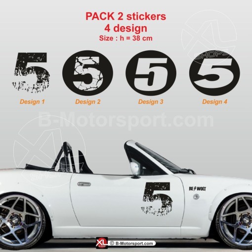 Adesivi da corsa numero 5 per MAZDA MX5 NA