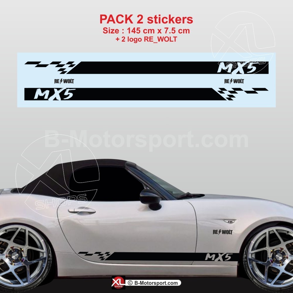 Autocollants Pour Enjoliveurs Mazda MX-5 (56mm, 60mm, 65mm) - Lot De 4 - Pour Personnaliser Vos Jantes