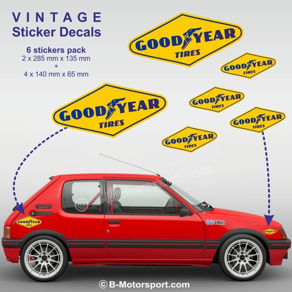 GOOD YEAR - Set mit 6 Rennen-Aufklebern