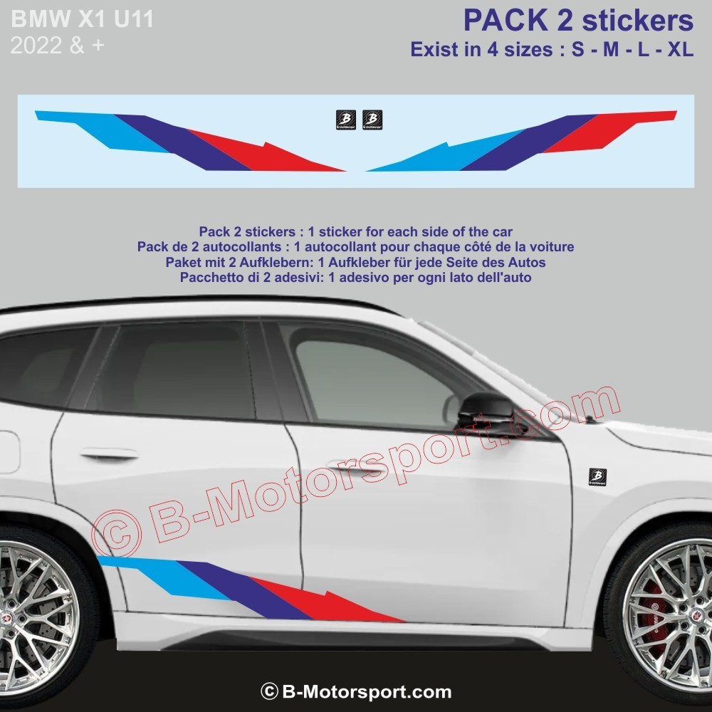 M-STYLE Kit autocollant - 2 stickers coloris M-Power compatible BMW X1