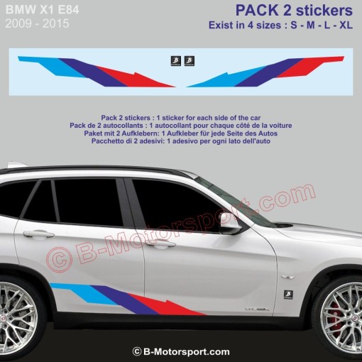 M-STYLE Kit autocollant - 2 stickers coloris M-Power compatible BMW X1