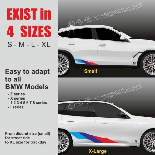 M-STYLE Aufkleber-Set – 2 M-Power Seitenstreifen-Aufkleber passend für alle BMW X1