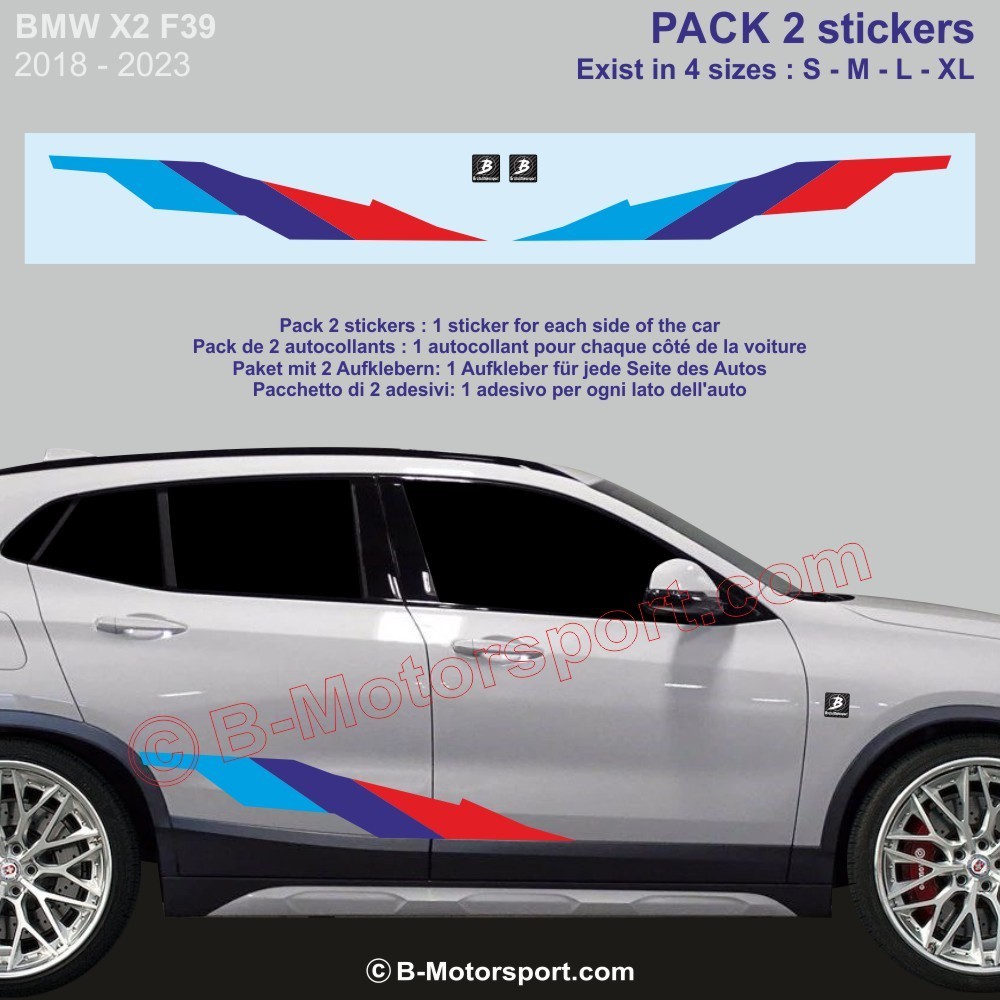 M-STYLE Aufkleber-Set – 2 M-Power Seitenstreifen-Aufkleber passend für alle BMW X2