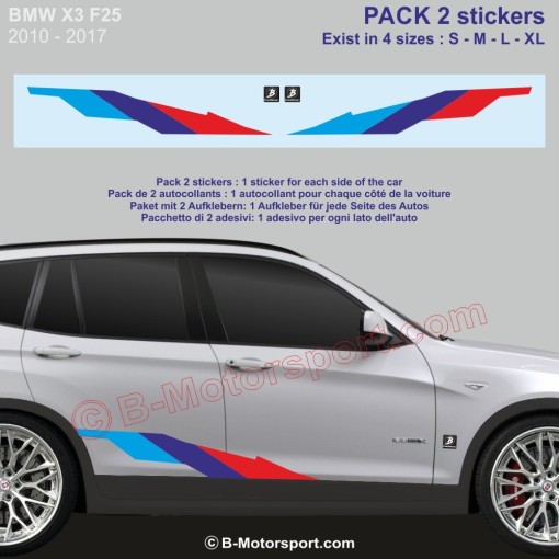 M-STYLE Kit autocollant - 2 stickers coloris M-Power compatible BMW X3