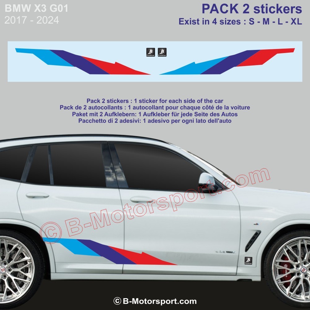 M-STYLE Kit autocollant - 2 stickers coloris M-Power compatible BMW X3