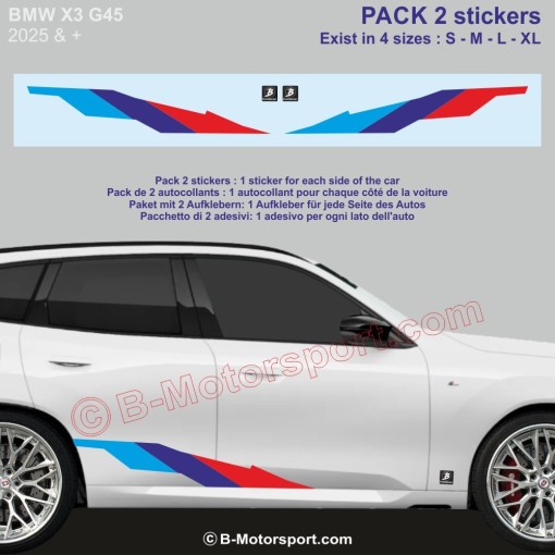 Kit adesivi M-STYLE – 2 adesivi nei colori M-Power compatibili con tutte le BMW X3