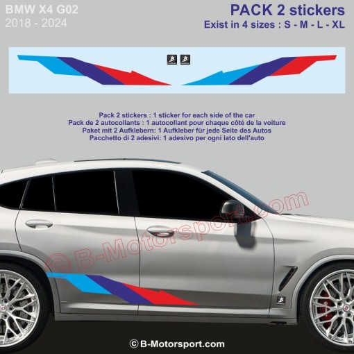 M-STYLE Aufkleber-Set – 2 M-Power Seitenstreifen-Aufkleber passend für alle BMW X4