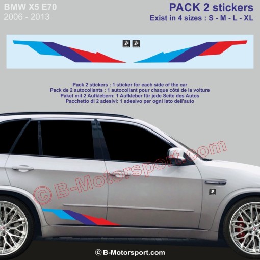 M-STYLE Aufkleber-Set – 2 M-Power Seitenstreifen-Aufkleber passend für alle BMW X5