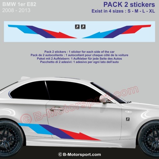 M-STYLE Kit autocollant - 2 stickers coloris M-Power compatible BMW série 1