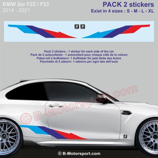 M-STYLE Kit autocollant - 2 stickers coloris M-Power compatible BMW série 2