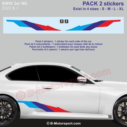 M-STYLE Decal Kit – 2 M-Power color stickers compatible with all BMW 2 Serie