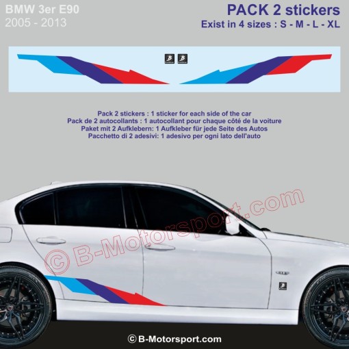 M-STYLE Kit autocollant - 2 stickers coloris M-Power compatible BMW série 3
